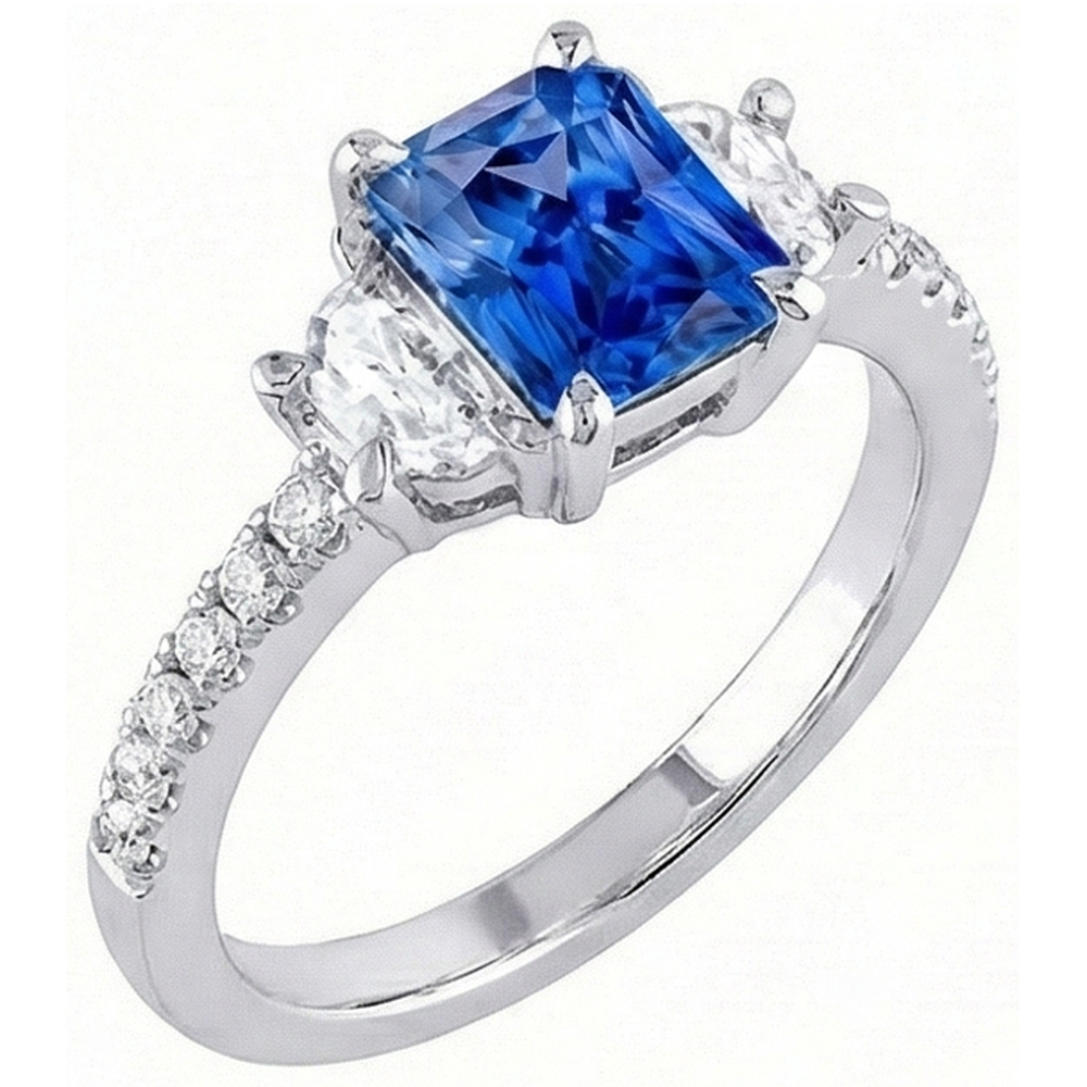natural round sapphire 3ct ring side angle