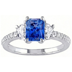 Natural Sapphire Ring 3ct - White Gold 14K