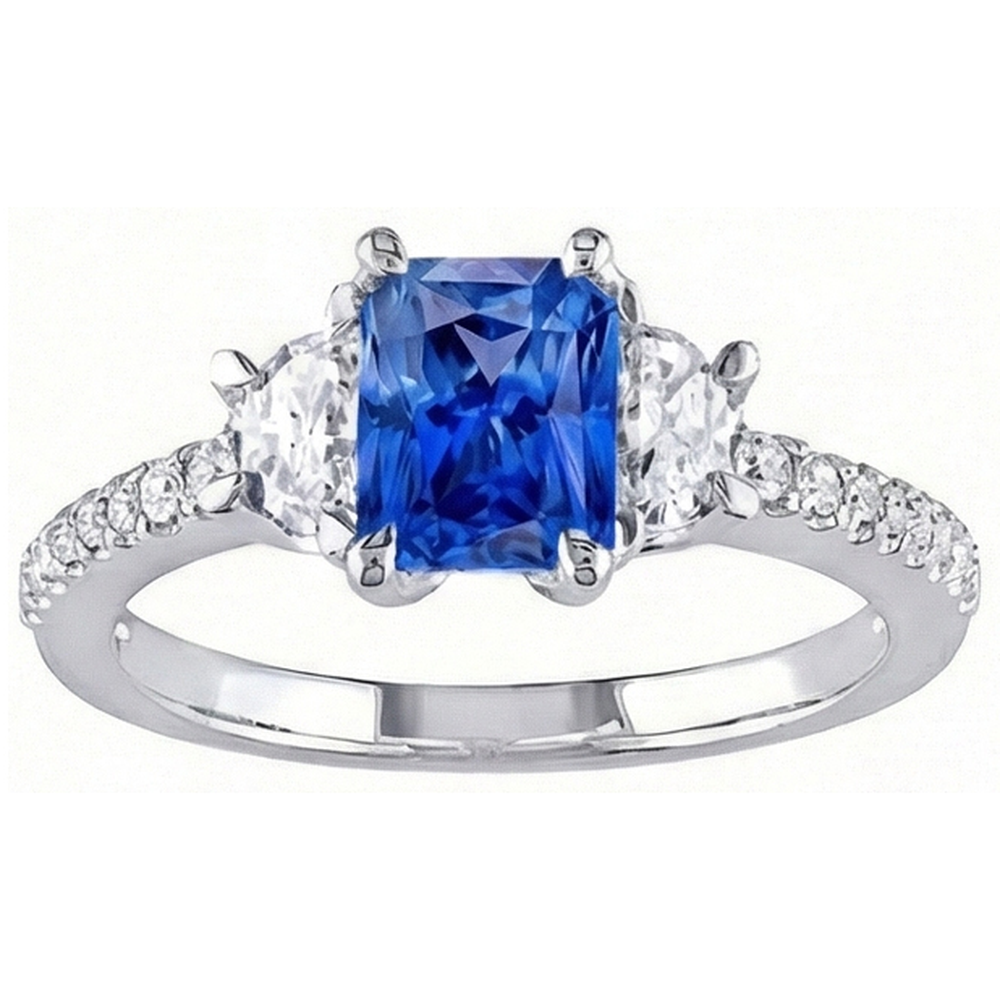 natural round sapphire 3ct ring front view