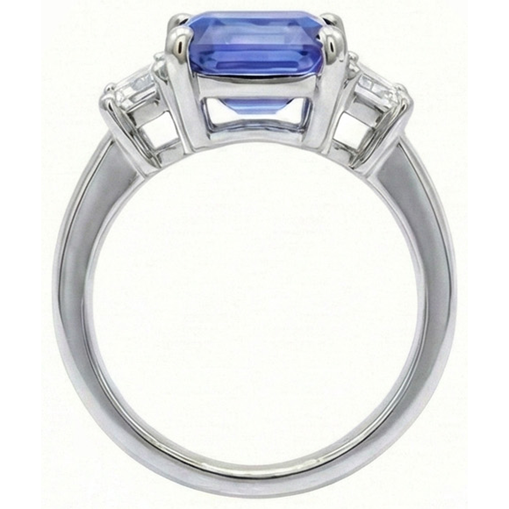 3 Stone Light Blue Sapphire Emerald Cut Ring 2 Carats White Gold