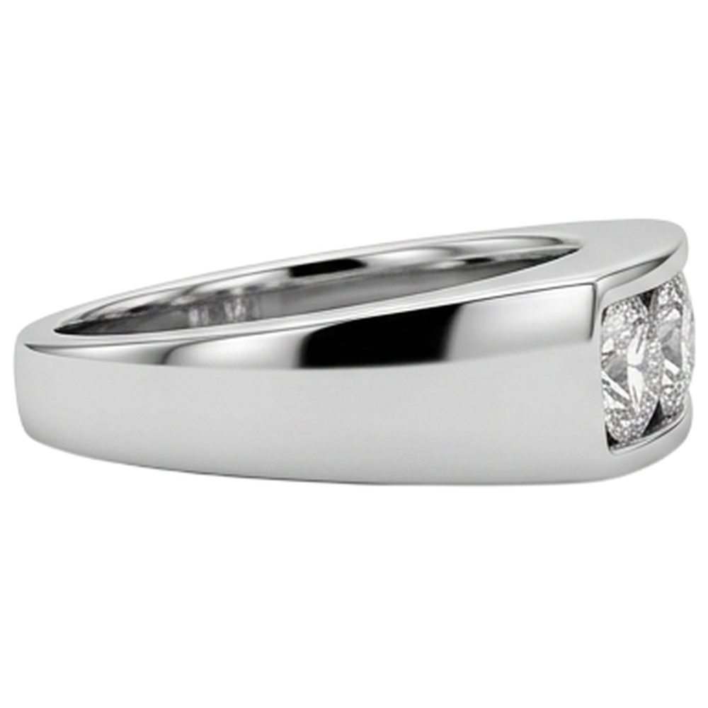 3 Stone Men Engagement Band 2.25 Carats Prong Set White Gold 14K