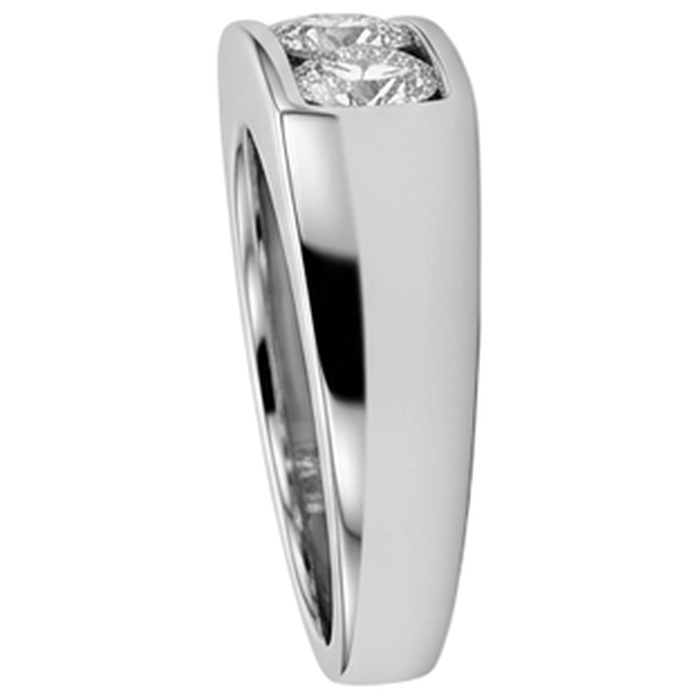 3 Stone Men Engagement Band 2.25 Carats Prong Set White Gold 14K