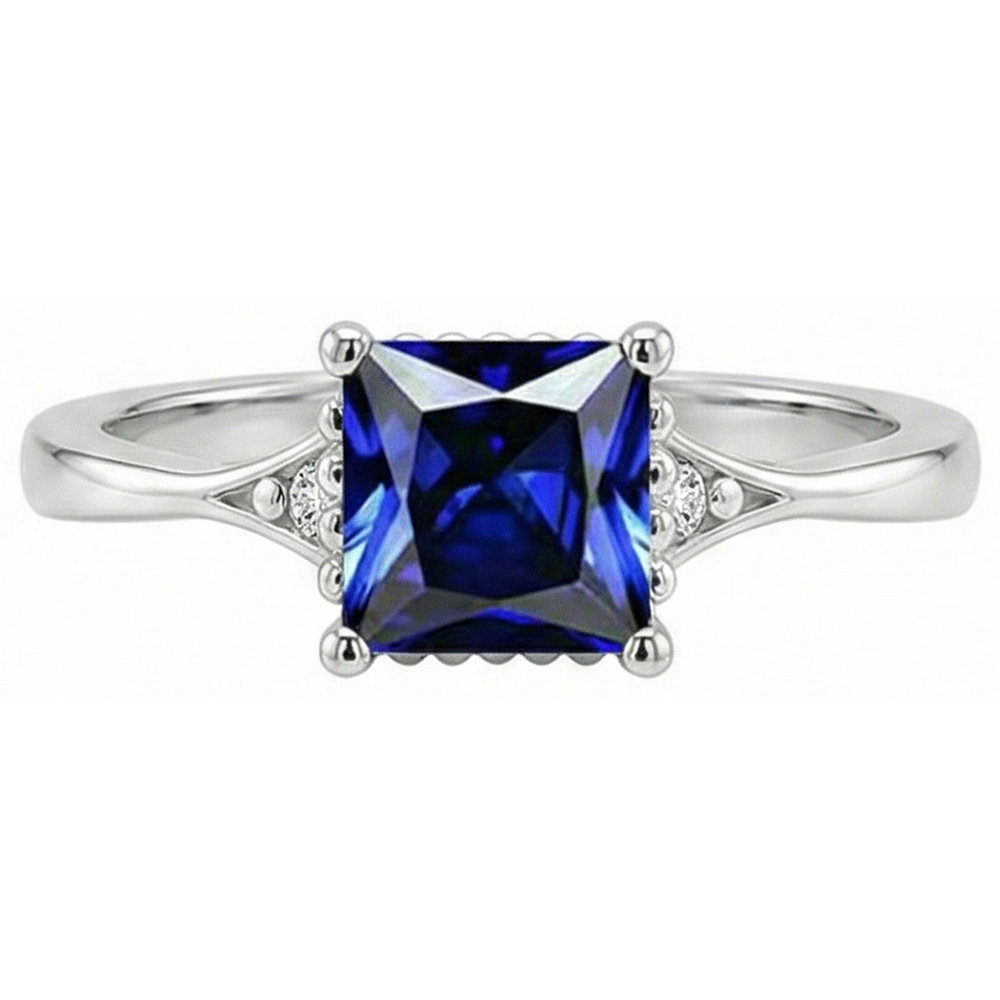 natural round sapphire 3.75ct ring close up detail