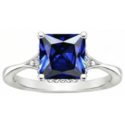 Natural Sapphire Ring 3.75ct - White Gold 14K