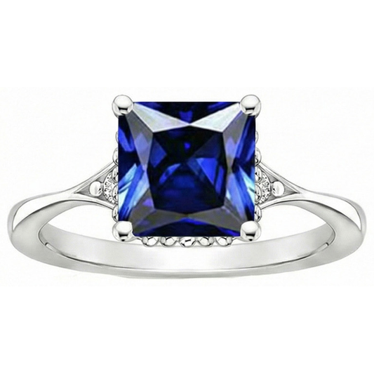 natural round sapphire 3.75ct ring top view