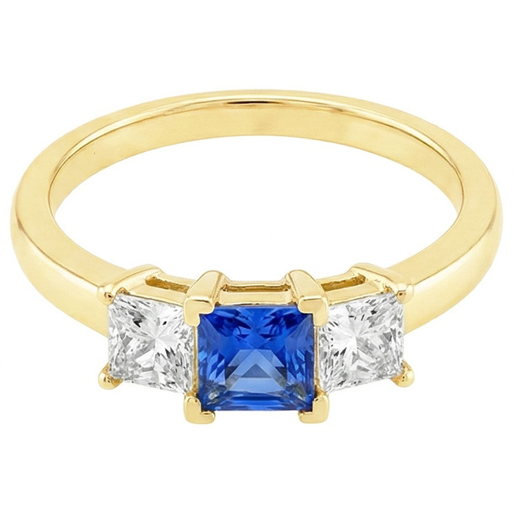natural round sapphire 2ct ring top view