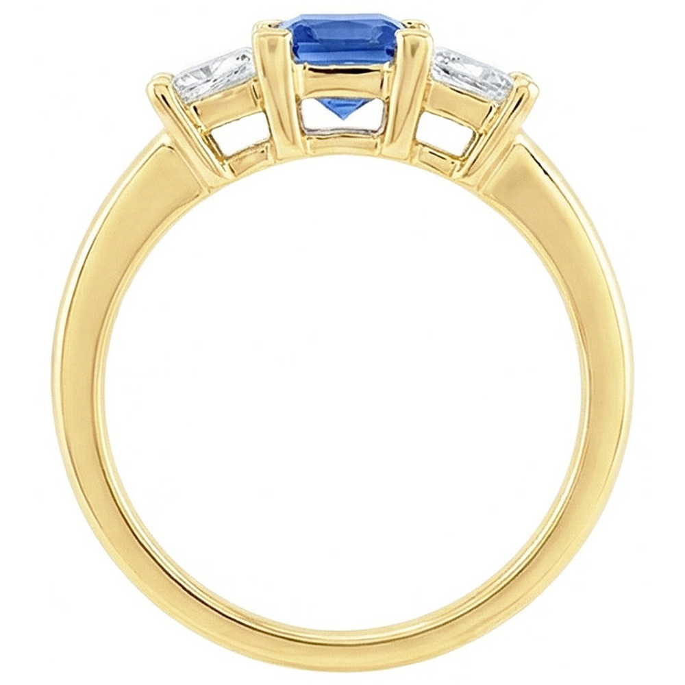 natural round sapphire 2ct ring profile view