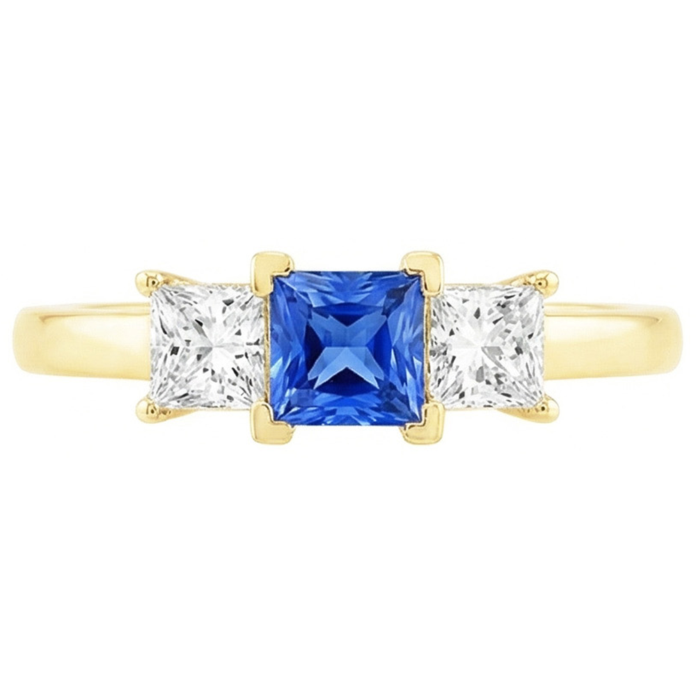 natural round sapphire 2ct ring on white background