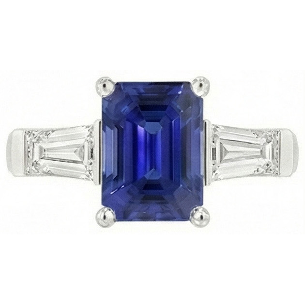 natural emerald sapphire 2.50ct ring top view