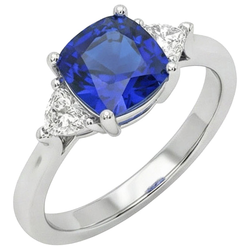 3 Stone Natural Earth Mined Diamond ( Not Lab Grown ) Engagement Ring With One Blue Sapphire 2.75 Carats New