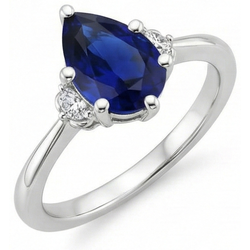 3 Stone Natural Earth Mined Diamond ( Not Lab Grown ) & Blue Sapphire Ring 6.75 Carats Tapered Shank Gold