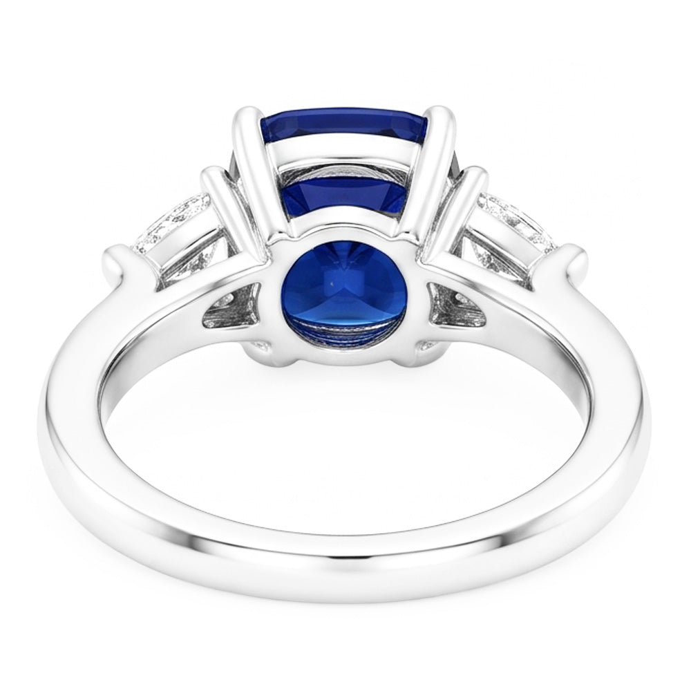3 Stone Natural Earth Mined Diamond ( Not Lab Grown ) Engagement Ring With One Blue Sapphire 2.75 Carats New