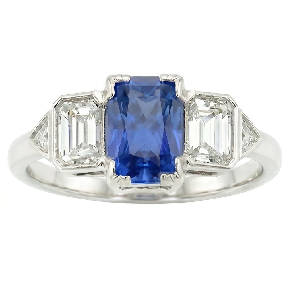 3 Stone Natural Earth Mined Diamond ( Not Lab Grown ) Jewelry Bezel Set Emeralds Gold Sapphire Ri...