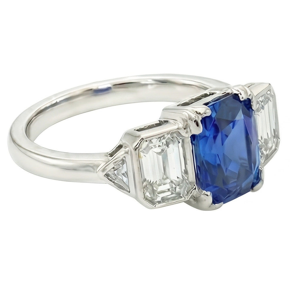 3 Stone Natural Earth Mined Diamond ( Not Lab Grown ) Jewelry Bezel Set Emeralds Gold Sapphire Ri...