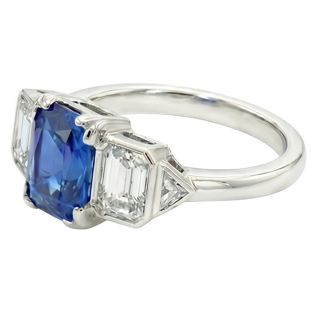 3 Stone Natural Earth Mined Diamond ( Not Lab Grown ) Jewelry Bezel Set Emeralds Gold Sapphire Ri...
