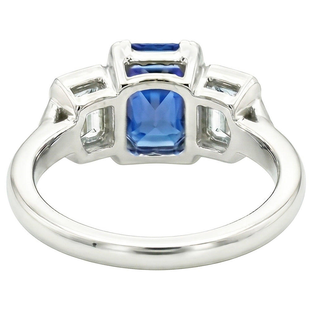 3 Stone Natural Earth Mined Diamond ( Not Lab Grown ) Jewelry Bezel Set Emeralds Gold Sapphire Ri...
