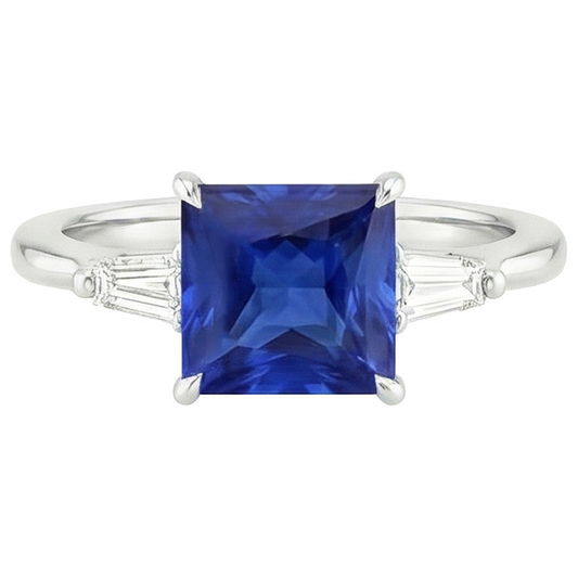 natural princess sapphire 5.50ct ring on white background
