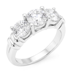3 Stone Natural Earth Mined Diamond ( Not Lab Grown ) Ring Real