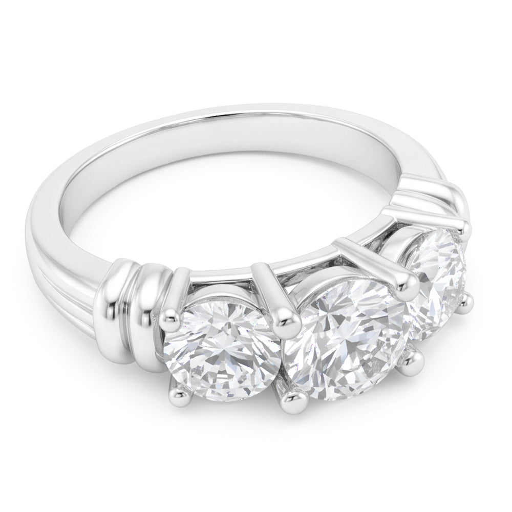 3 Stone Natural Earth Mined Diamond ( Not Lab Grown ) Ring Real