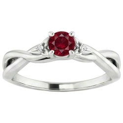 3 Stone Natural Earth Mined Diamond ( Not Lab Grown ) Ruby Ring 0.54 Carats Twist Claw Prong Set Jewelry