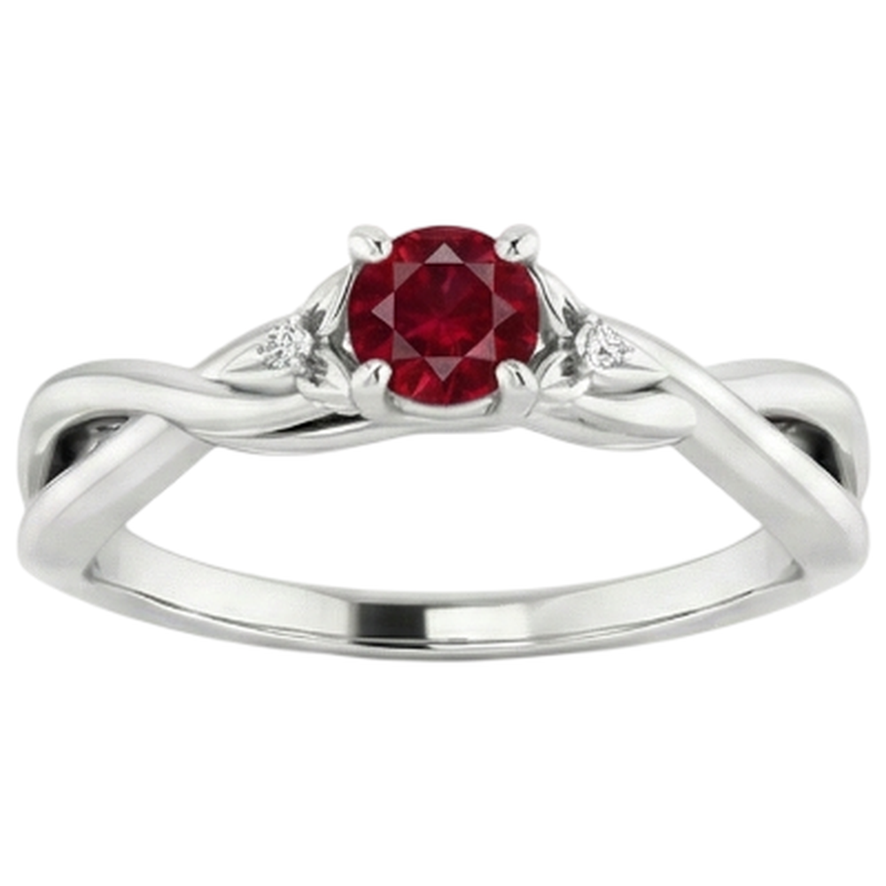 3 Stone Natural Earth Mined Diamond ( Not Lab Grown ) Ruby Ring 0.54 Carats Twist Claw Prong Set Jewelry