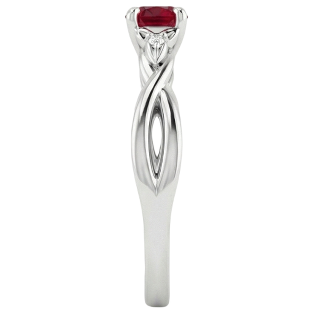 3 Stone Natural Earth Mined Diamond ( Not Lab Grown ) Ruby Ring 0.54 Carats Twist Claw Prong Set Jewelry