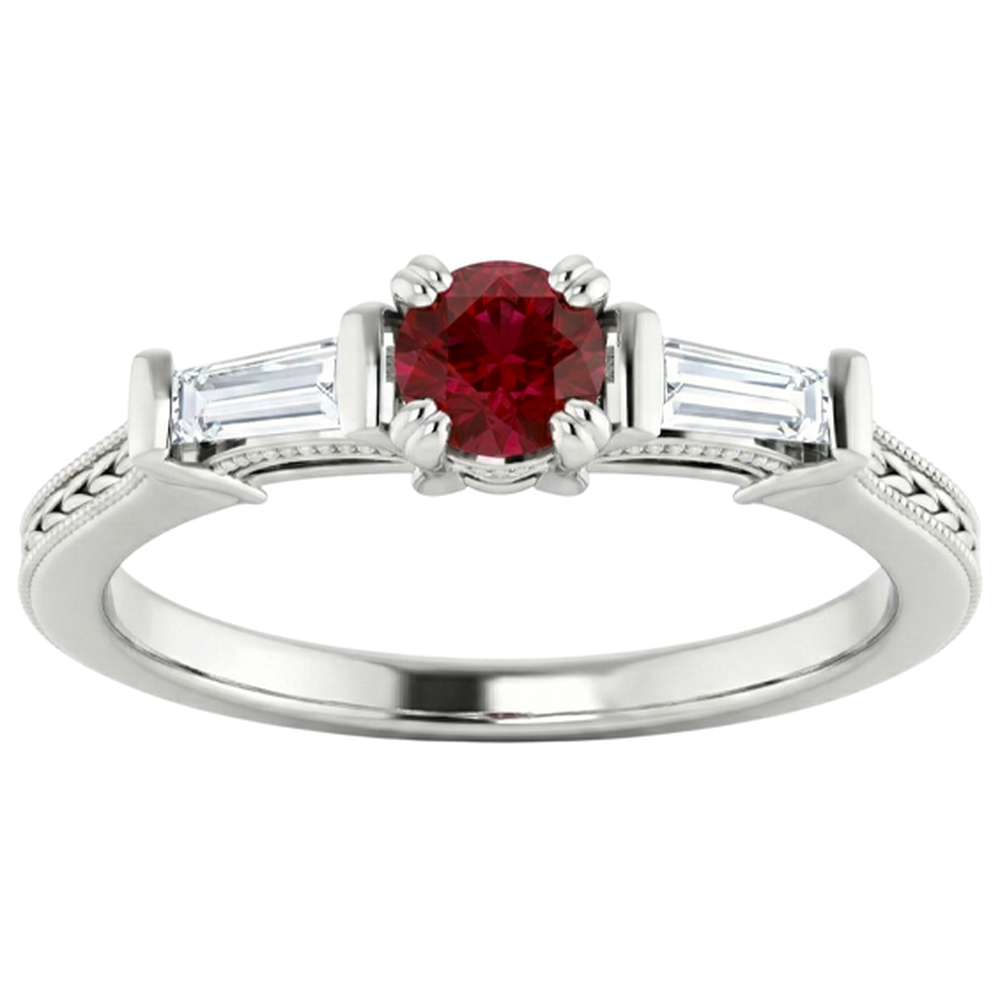 natural round ruby 2ct ring close up detail