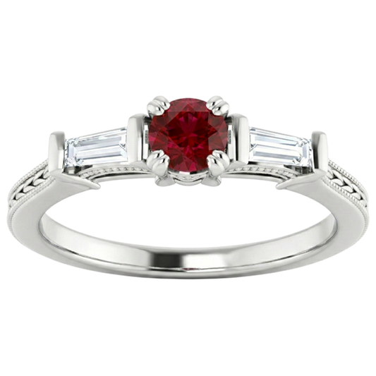 natural round ruby 2ct ring front view