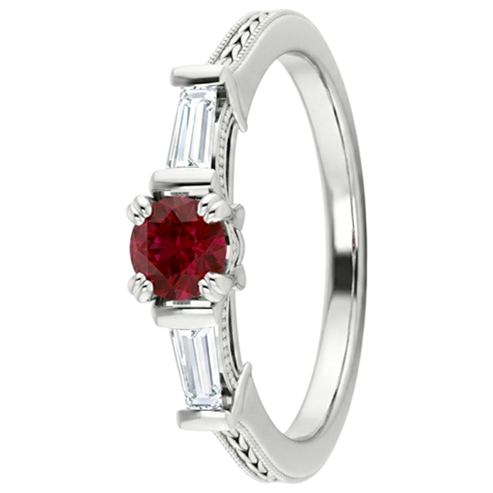 natural round ruby 2ct ring top view