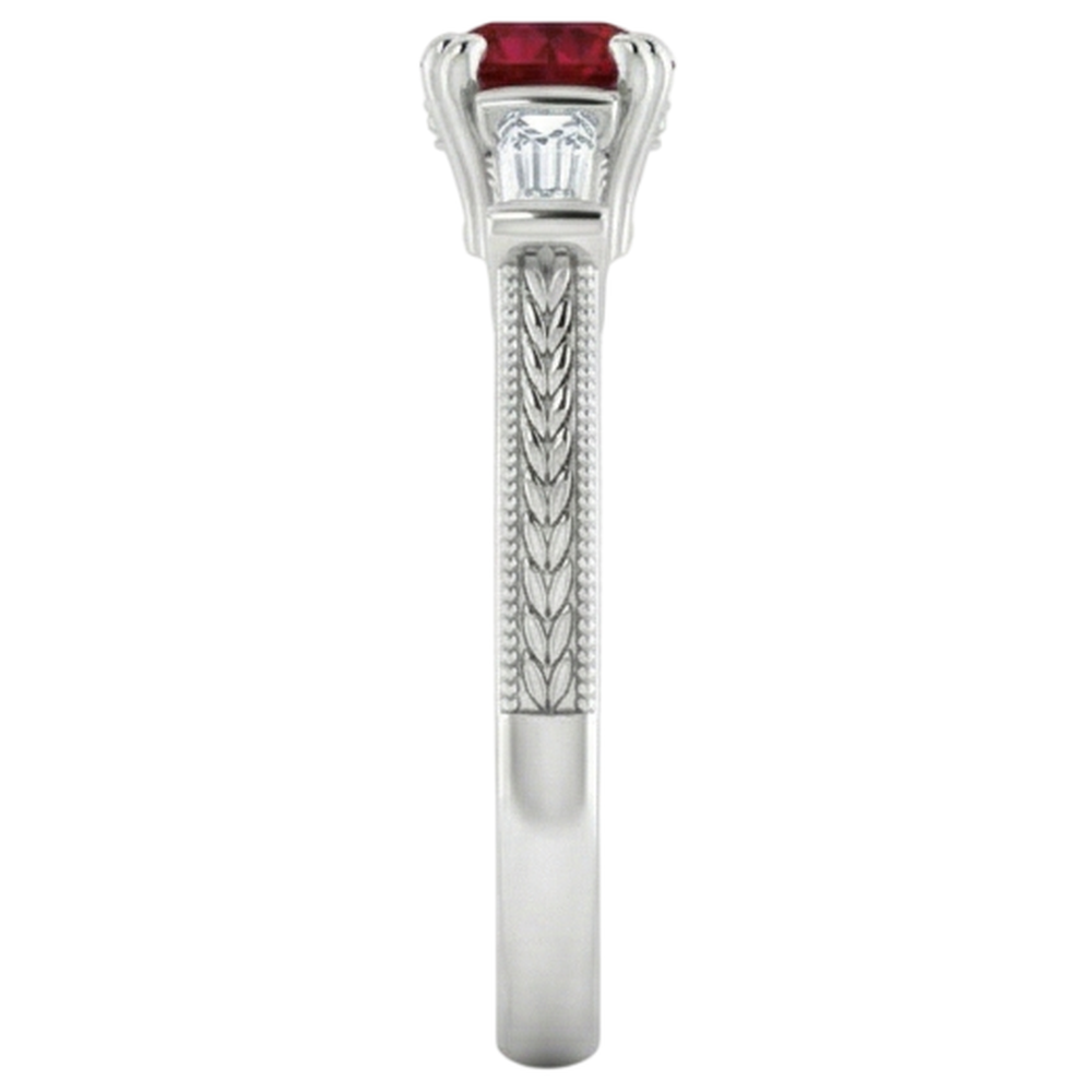 natural round ruby 2ct ring profile view