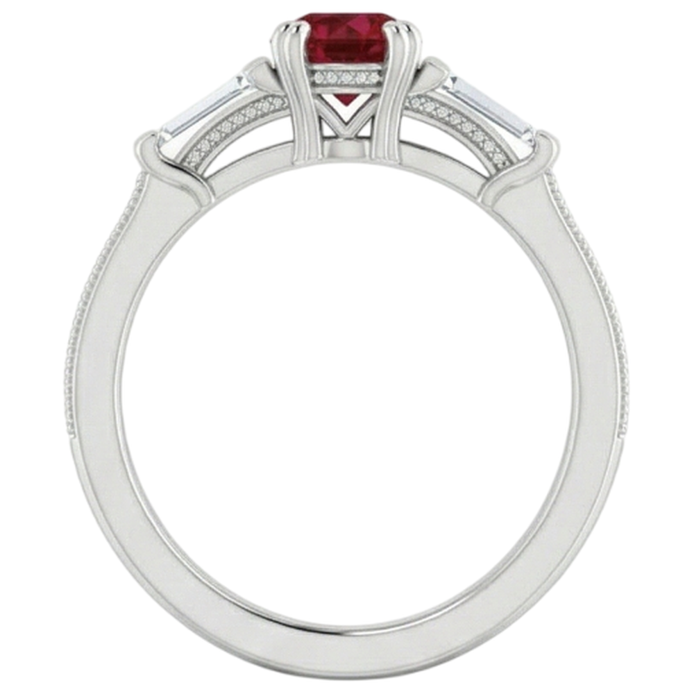 natural round ruby 2ct ring on white background