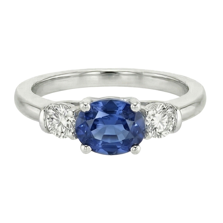 natural round sapphire 2.25ct ring front view