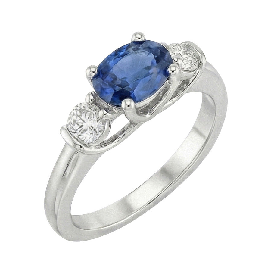 natural round sapphire 2.25ct ring side angle