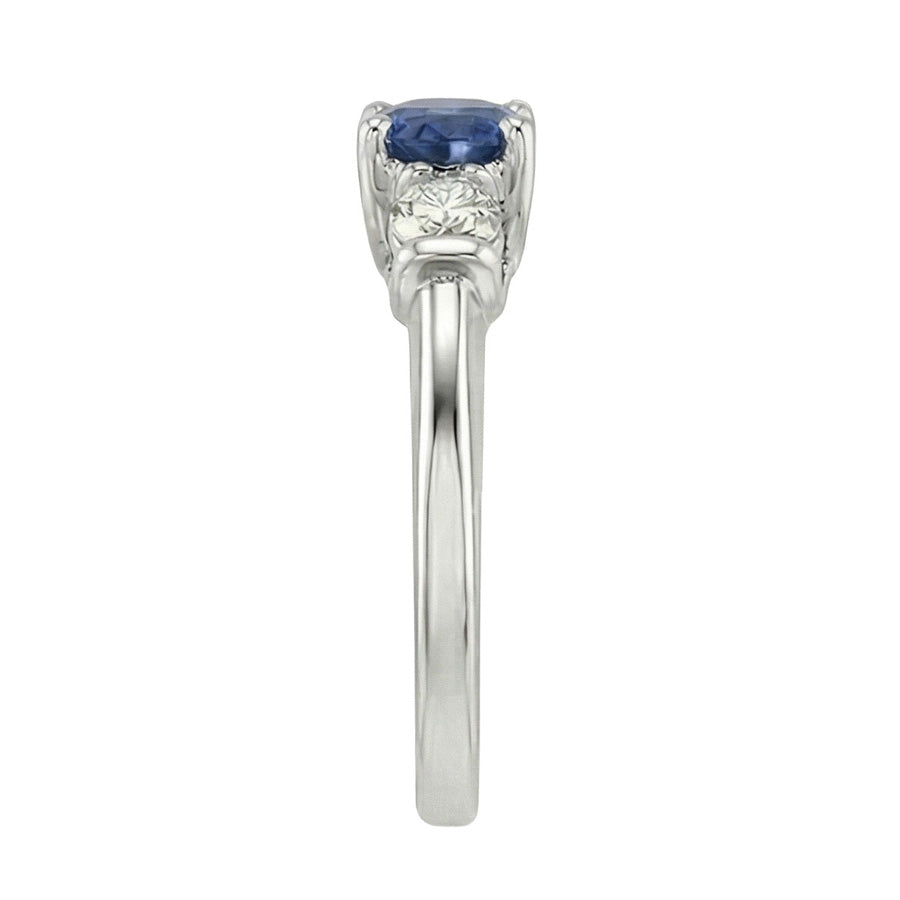 natural round sapphire 2.25ct ring profile view