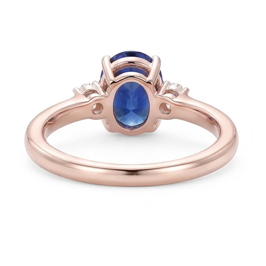 3 Stone Oval Cut Sapphire Ring With Small Round Natural Earth Mined Diamond ( Not Lab Grown )s 2.25 Carats