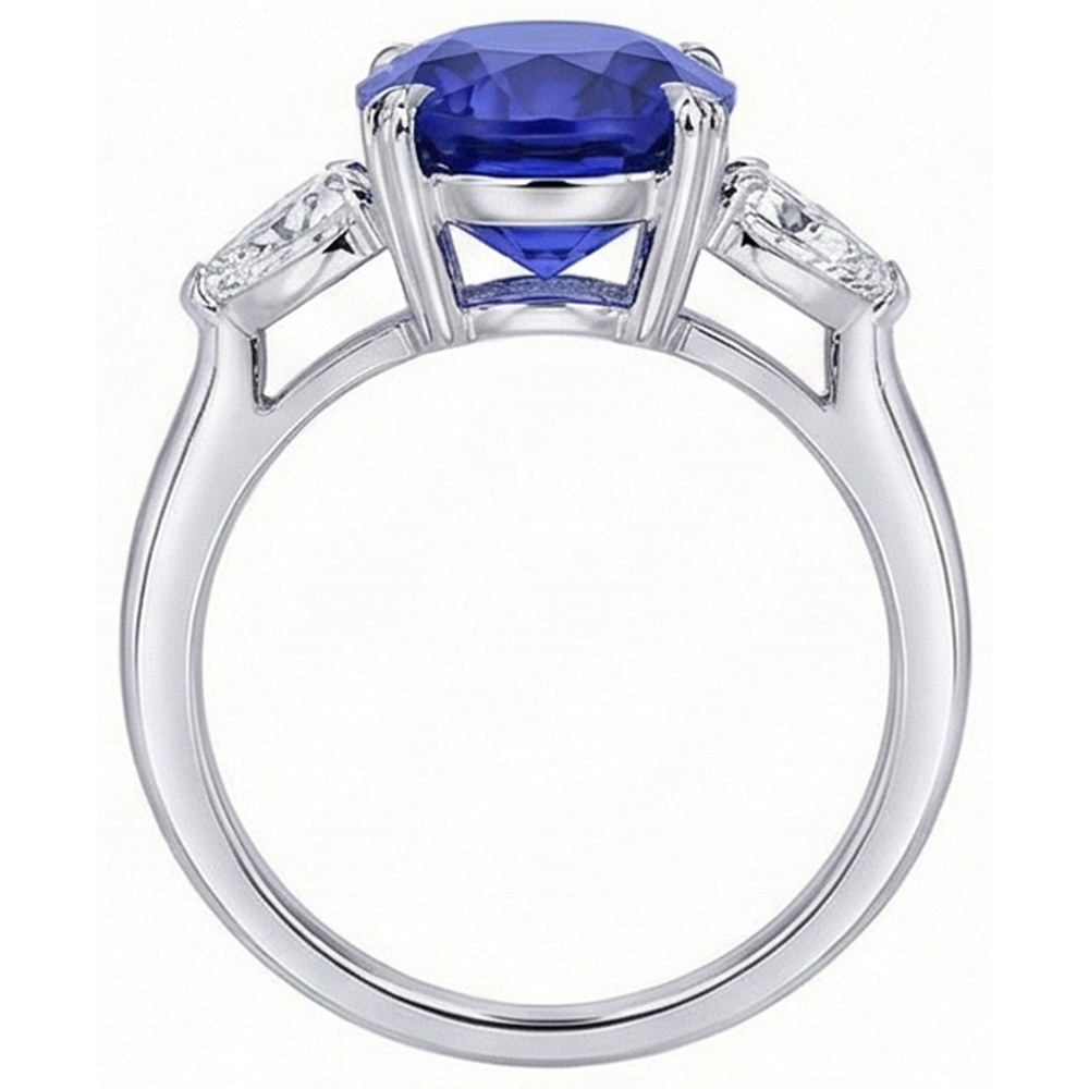 natural oval sapphire 4.50ct ring close up detail