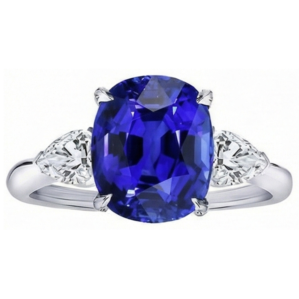 natural oval sapphire 4.50ct ring front view
