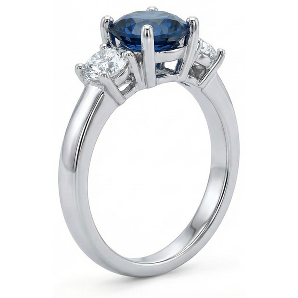 natural round sapphire 4ct ring profile view