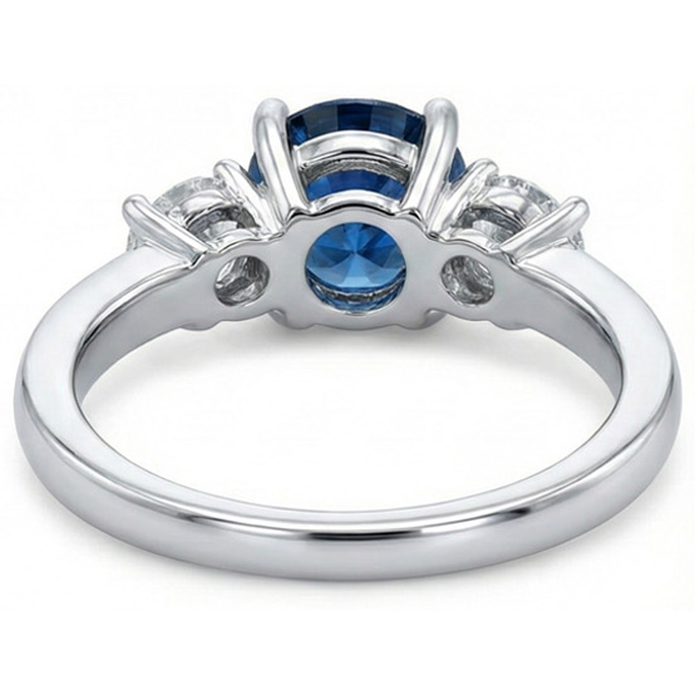 natural round sapphire 4ct ring with diamond accents