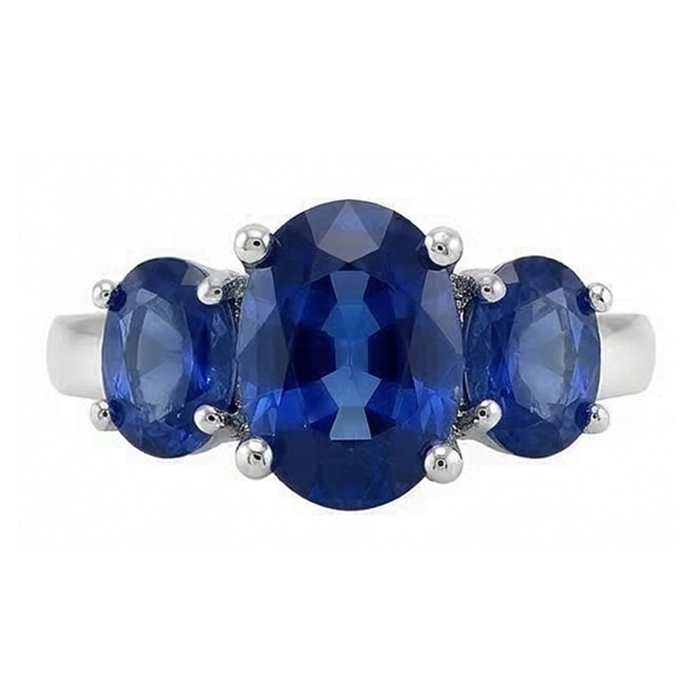 3 Stone Oval Sri Lankan Sapphire 4 Ct Gemstone Ring