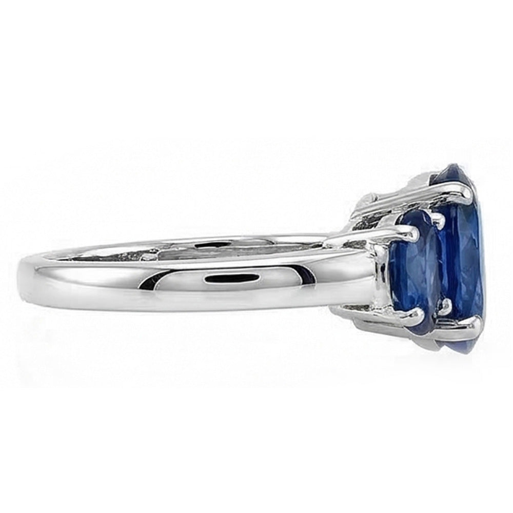 3 Stone Oval Sri Lankan Sapphire 4 Ct Gemstone Ring