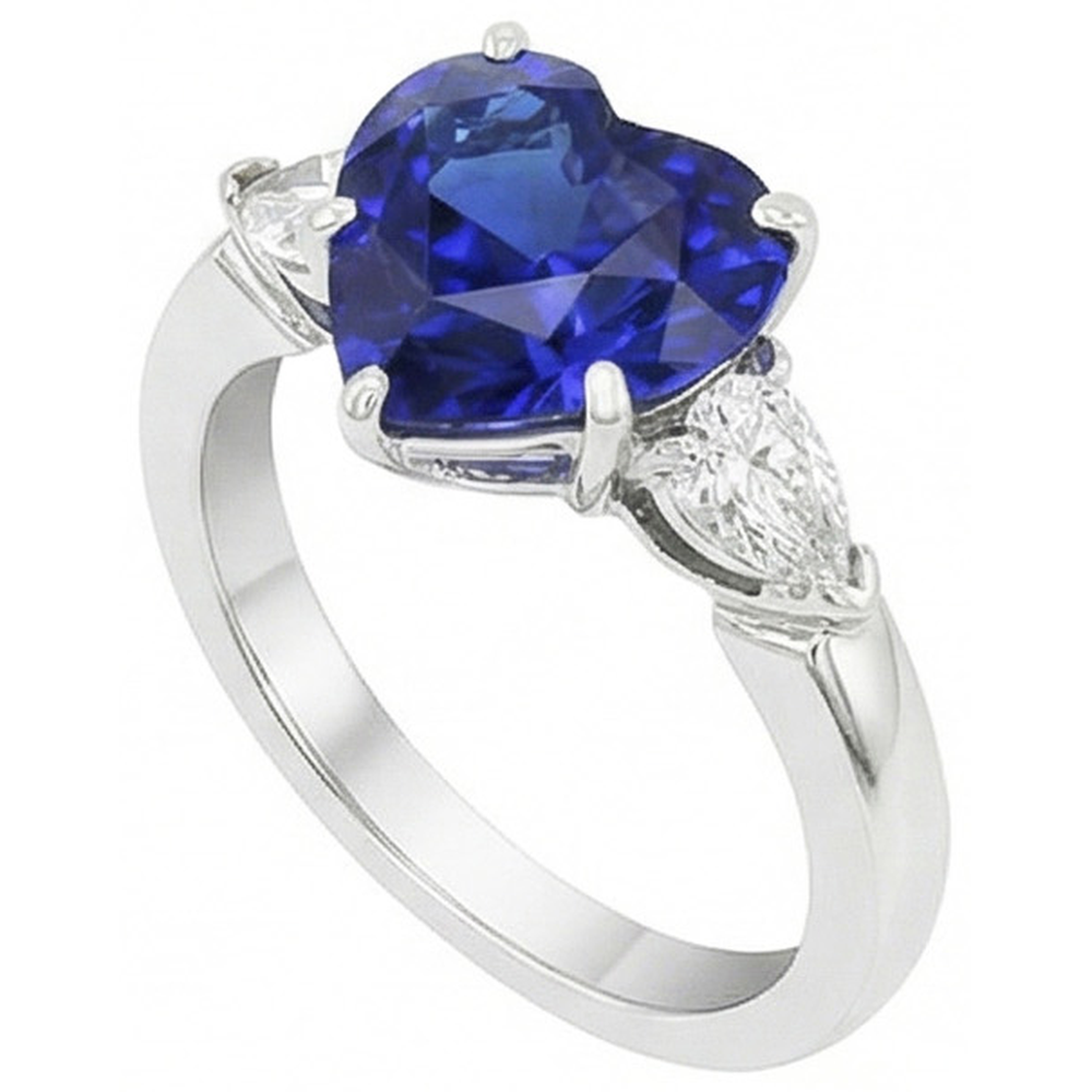 natural pear sapphire 4ct ring top view