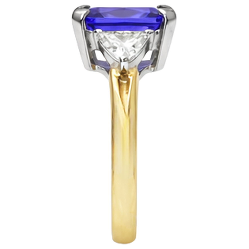 3-Stone Princess Cut Tanzanite Natural Earth Mined Diamond ( Not Lab Grown )  3.50 Carats Two Tone Ring