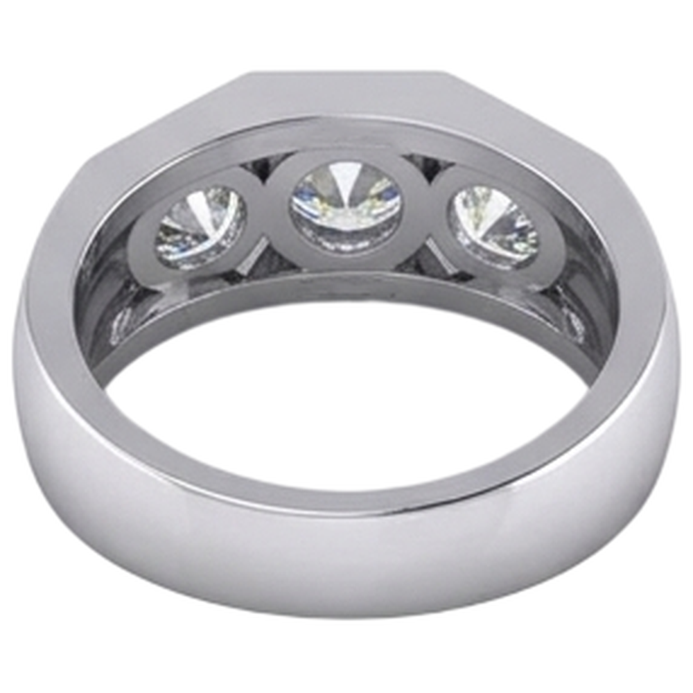3 Stone Real Natural Earth Mined Diamond ( Not Lab Grown ) Men's Ring Gold 2.50 Carats