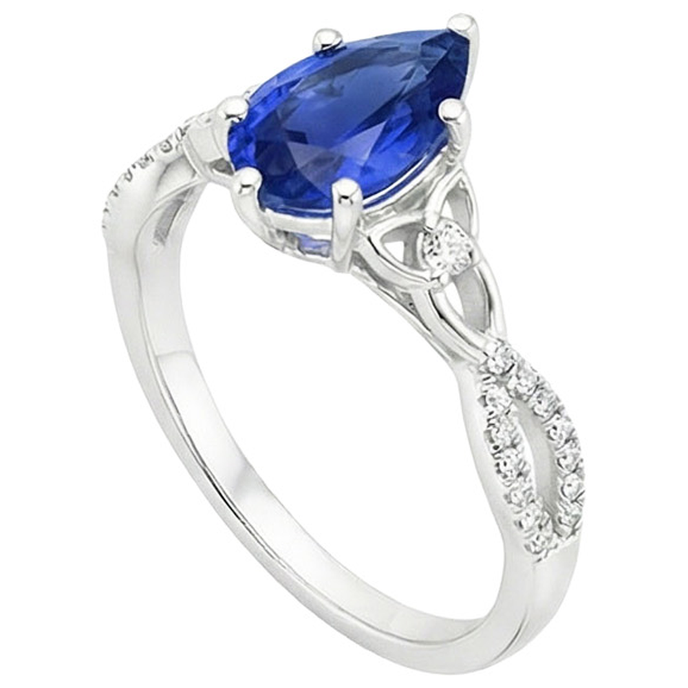 3 Stone Ring Ceylon Sapphire & Round Natural Earth Mined Diamond ( Not Lab Grown ) Accents 3.75 Carats