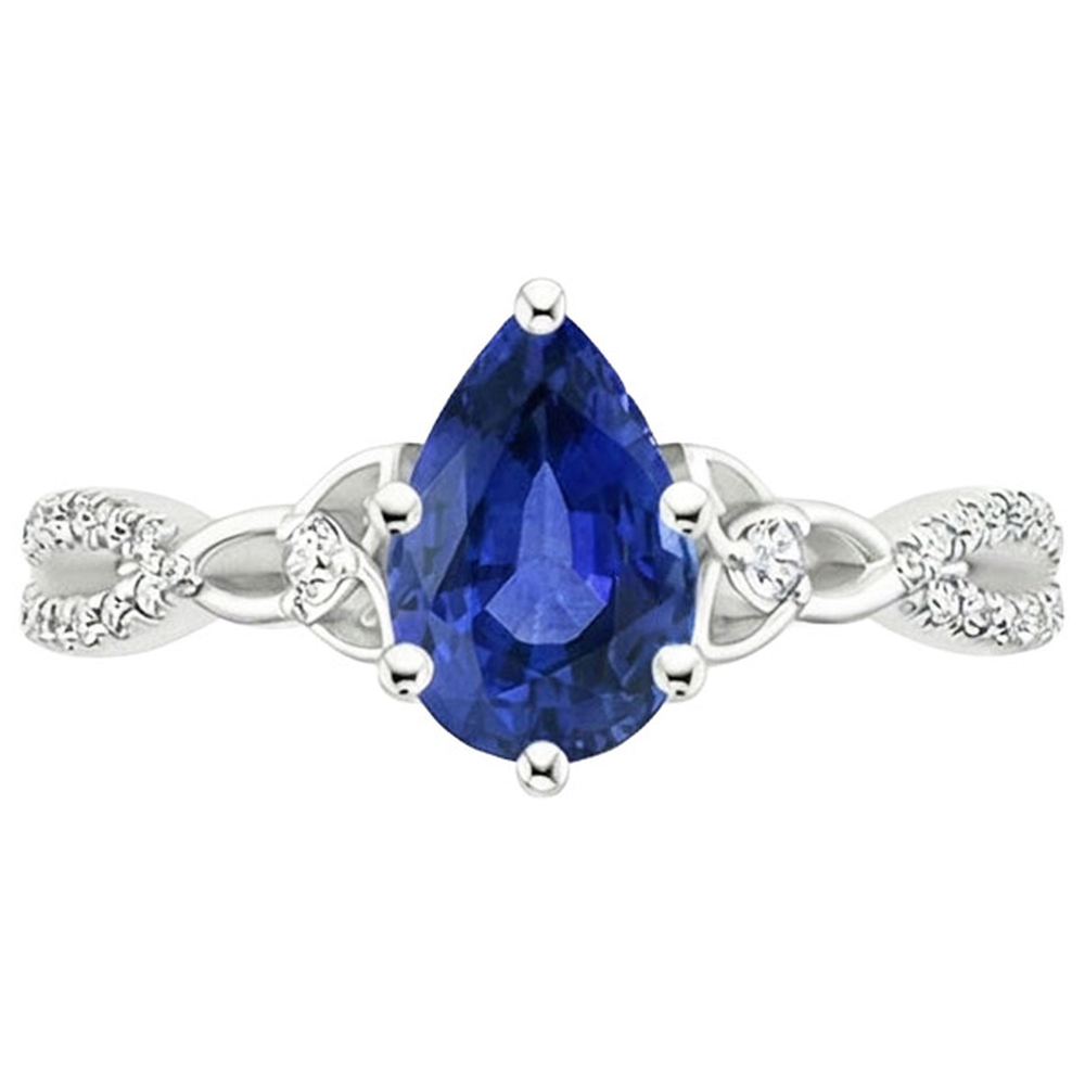 3 Stone Ring Ceylon Sapphire & Round Natural Earth Mined Diamond ( Not Lab Grown ) Accents 3.75 Carats