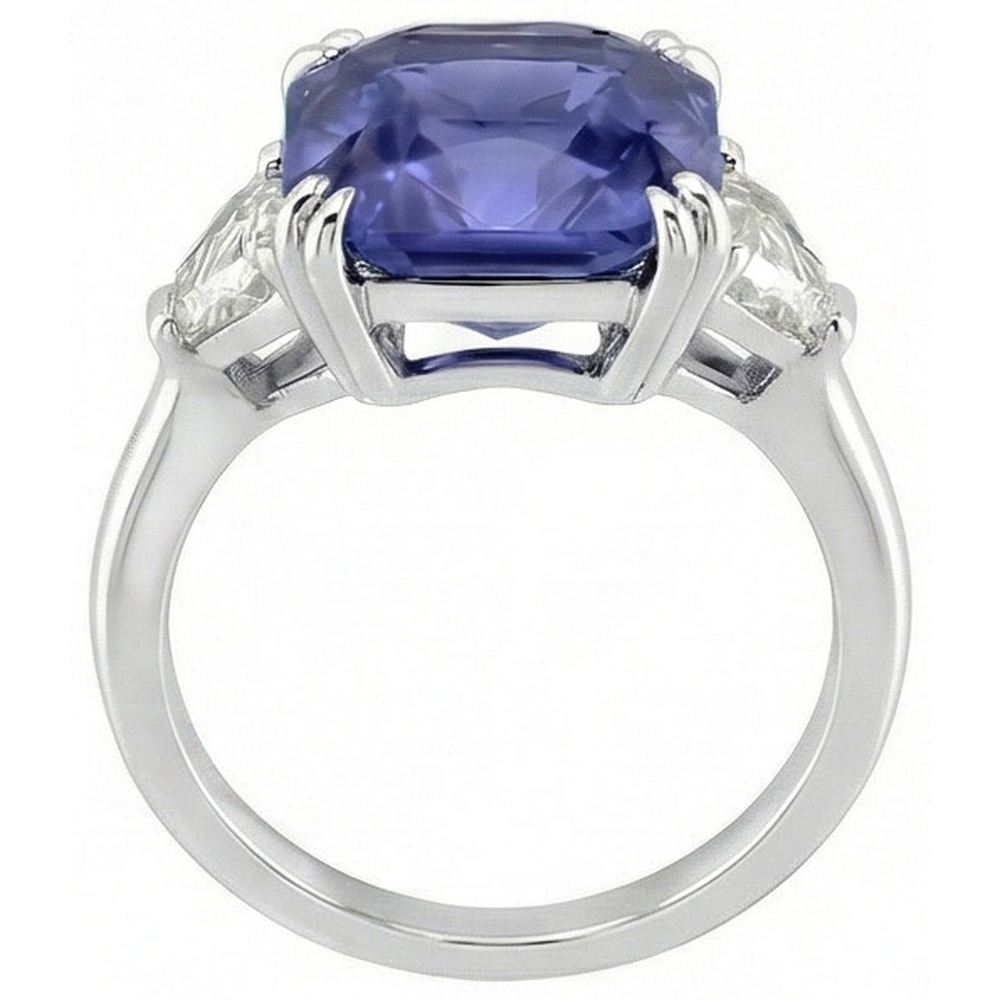 natural radiant sapphire 4ct ring on white background