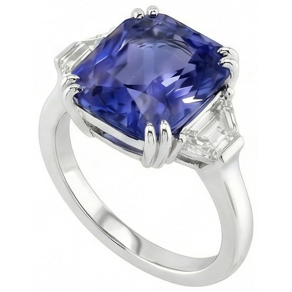 natural radiant sapphire 4ct ring side angle
