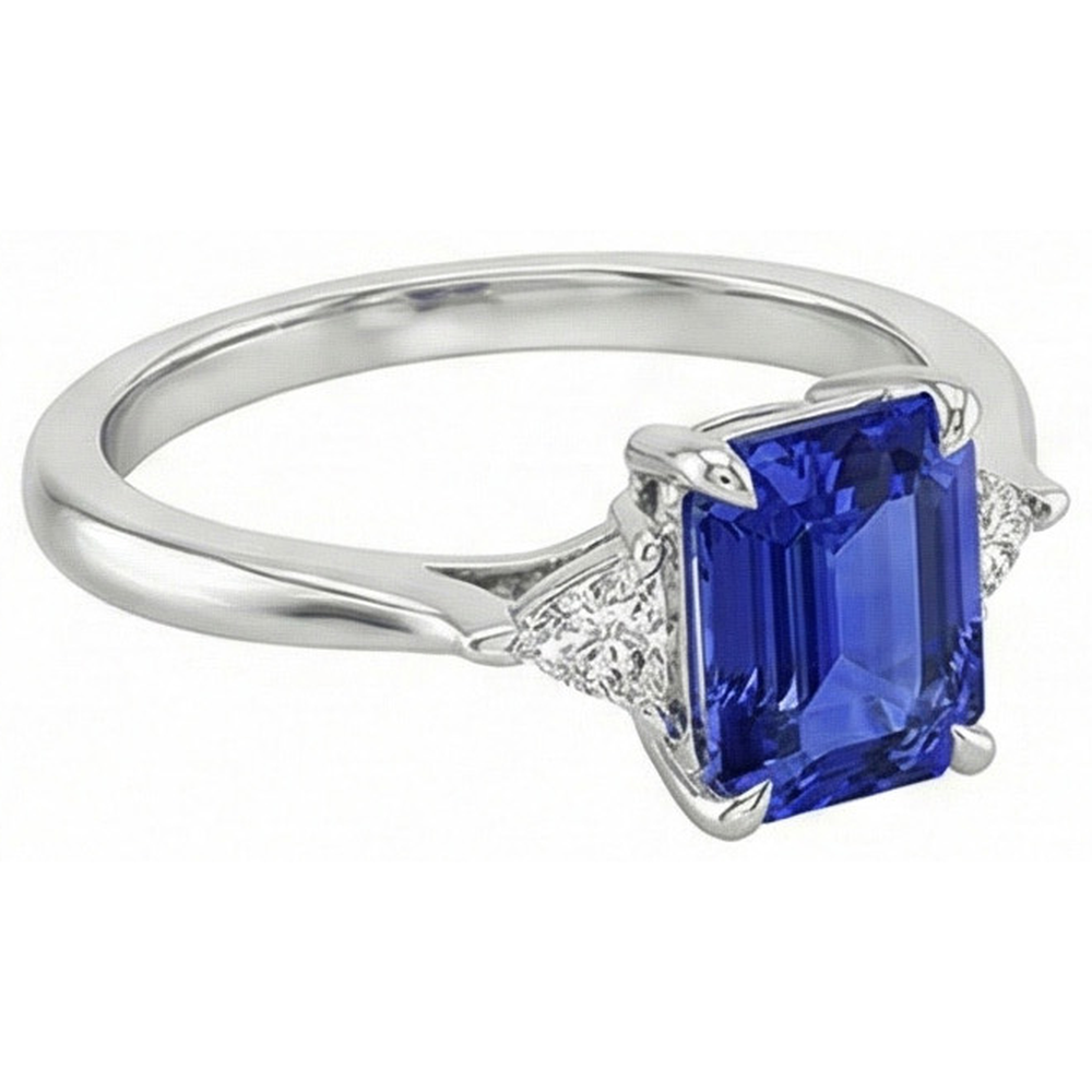 natural emerald sapphire 3.50ct ring top view