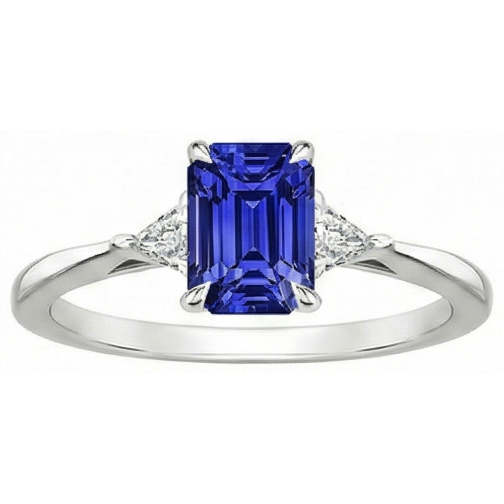natural emerald sapphire 3.50ct ring profile view